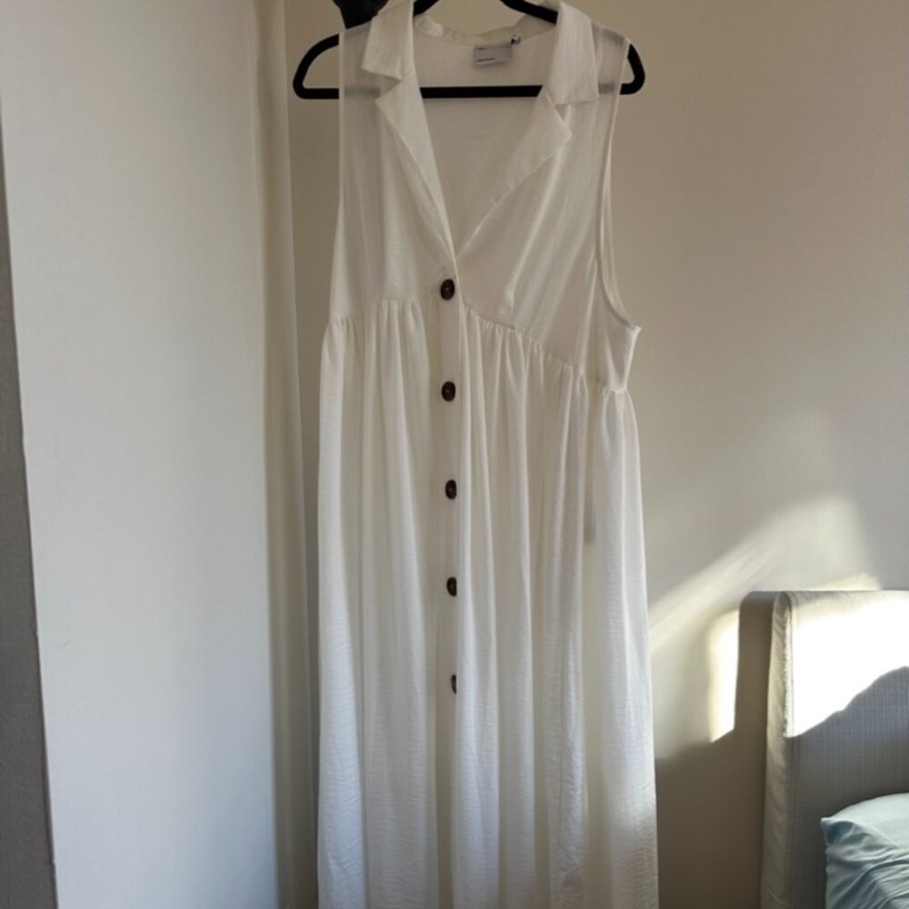 ASOS collared button midi smock dress in white